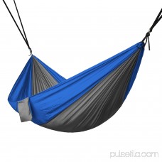 Portable 2 Person Hammock Rope Hanging Swing Fabric Camping Bed - Grey & Orange